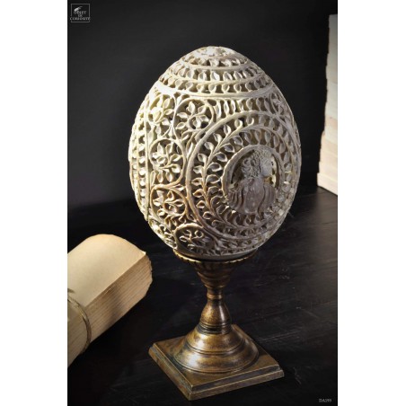 Carved stone with cameo on brass