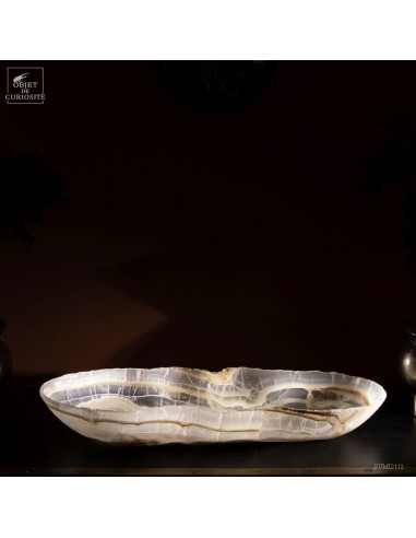Plat allongé en onyx avec bordures...