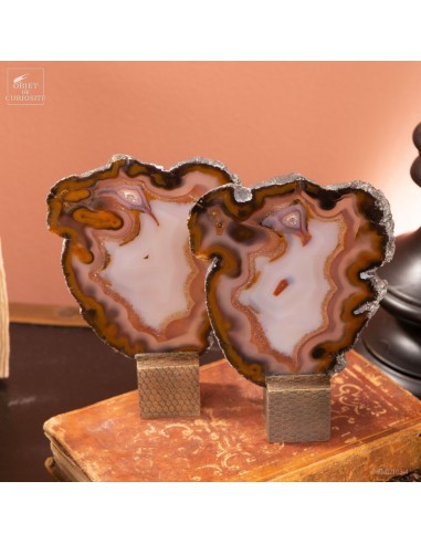 Série de 8 tranches d'agate support...