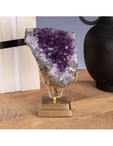 Deep purple amethyst on brass base