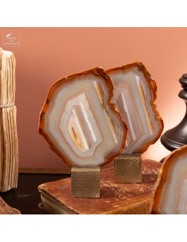 Série de 8 tranches d'agate support...