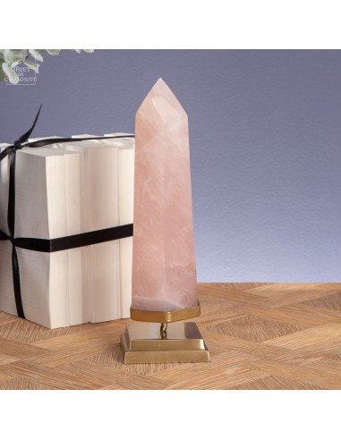 Pointe de quartz rose poli de...