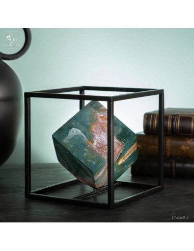 Printed Jasper cube in a cage