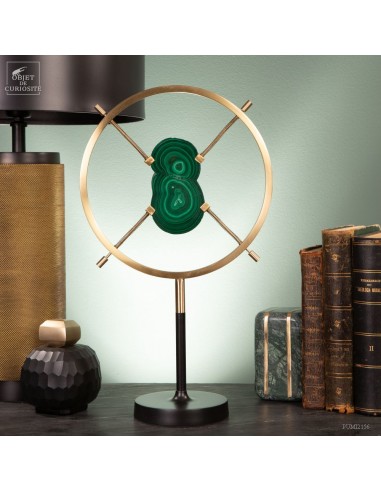 Slice of malachite in brass...