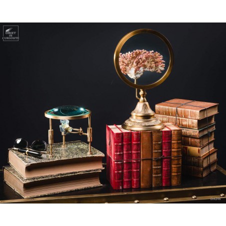 Magnifying glass on stand with bismuth