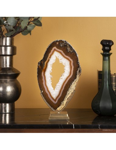 Golden agate slice, crystallized...