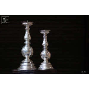 Bougeoir Carlos 2 en laiton plaqué argent Hauteur 40cm 2