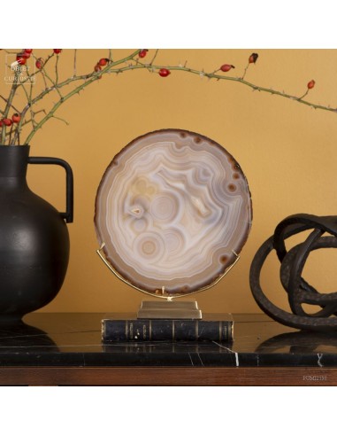 Agate slice from Brazil on brass base