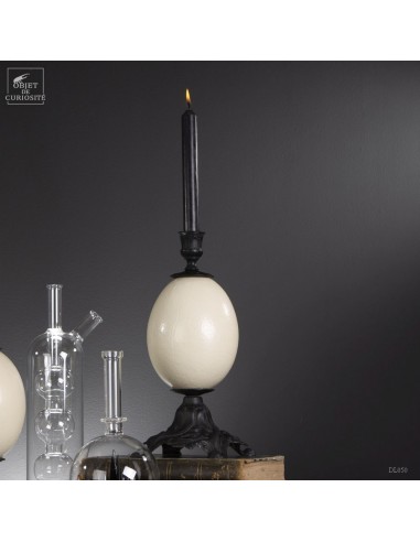 Black brass and ostrich egg candle...