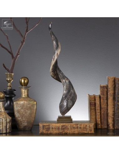 Polished Rove goat horn, brass base