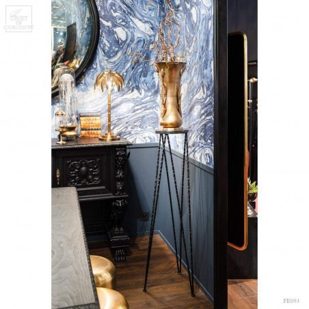 Sellette extra-haute fer noir et marbre noir satiné