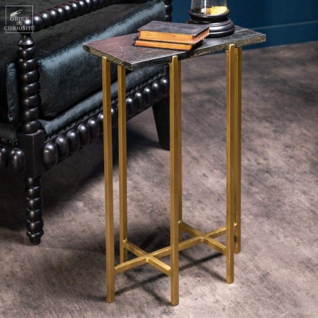 Black marble table with brass feet