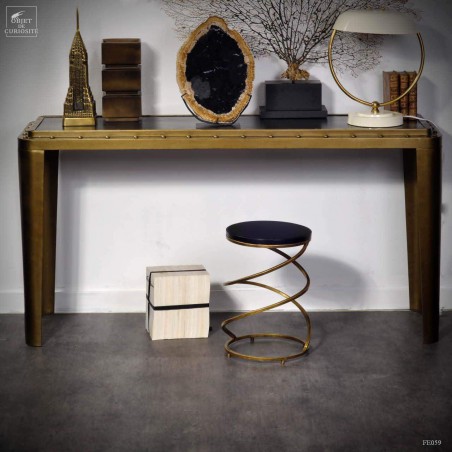 Brass and wood industrial-chic  console