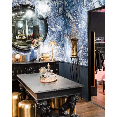 Sellette extra-haute fer noir et marbre noir satiné