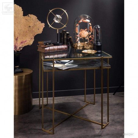Display square table with black marble and glass