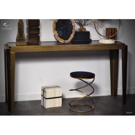 Brass and wood industrial-chic  console