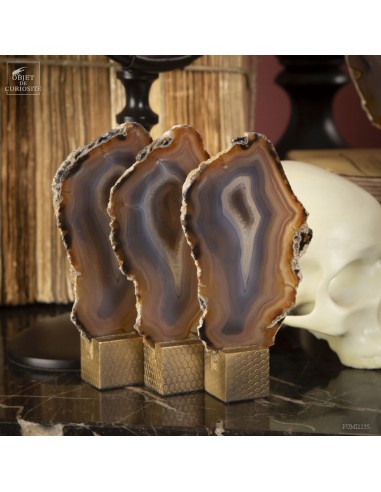 Série de 3 tranches d'agate support...