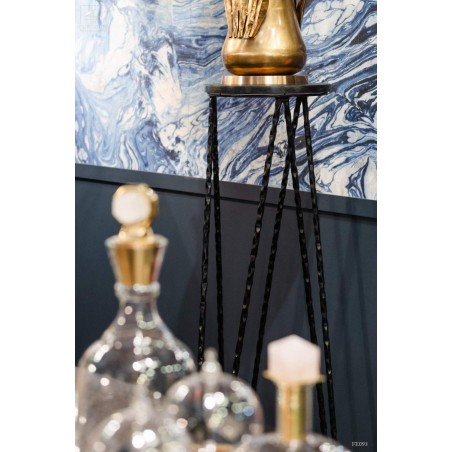 Sellette extra-haute fer noir et marbre noir satiné