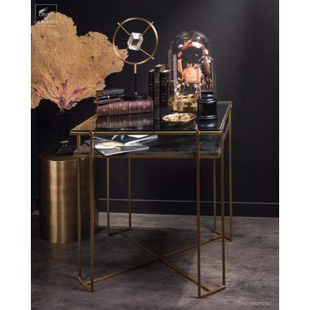Display square table with black marble and glass