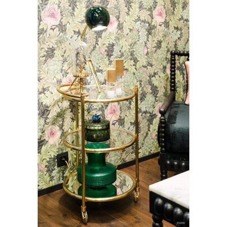 Round brass and glass trolley