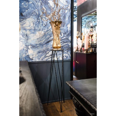 Sellette extra-haute fer noir et marbre noir satiné