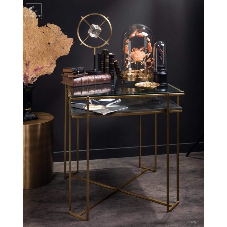 Display square table with black marble and glass