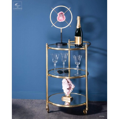 Round brass and glass trolley