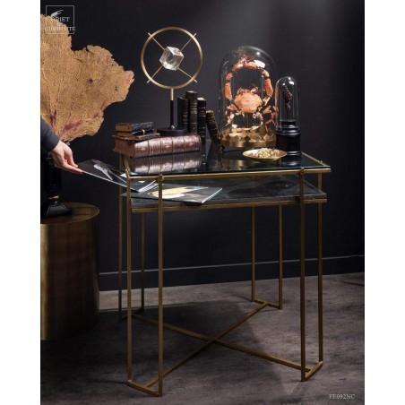 Display square table with black marble and glass