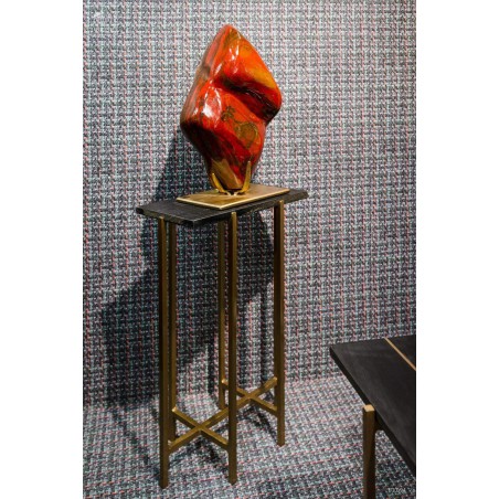 Black marble table with brass feet