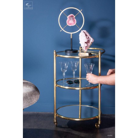 Round brass and glass trolley