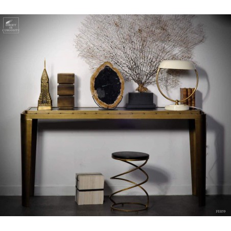 Brass and wood industrial-chic  console
