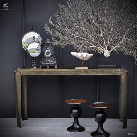 Brass and wood industrial-chic  console