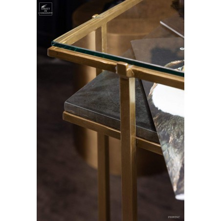 Display square table with black marble and glass