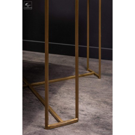 Display square table with black marble and glass