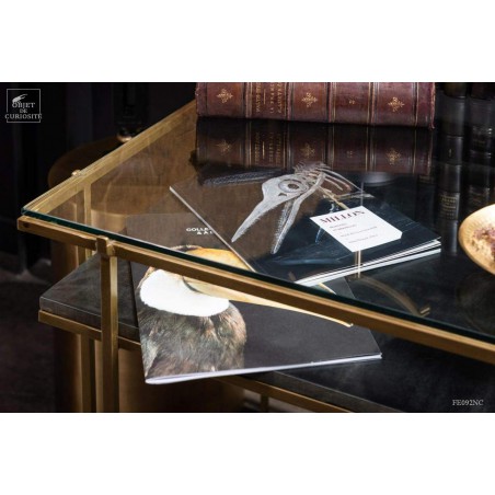Display square table with black marble and glass