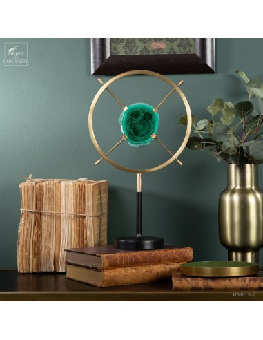 Slice of malachite in brass...