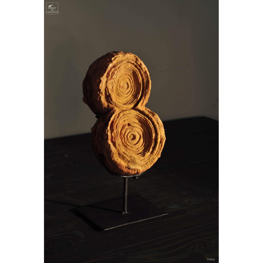 Stromatolite double sur support fer (sphèrique) Stromatolite double sur support fer (sphèrique)