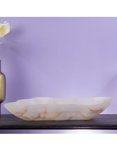 Plat en Calcite marbrée blanc de 3.7kg