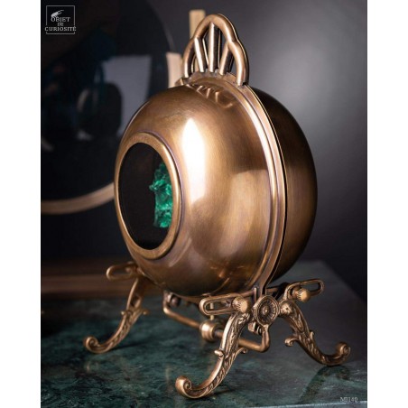 Brass surprise box with Green malachite