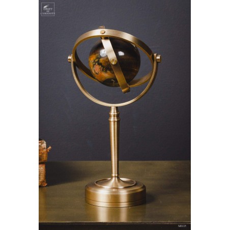 Tiger Eye mineral ball, spinning brass stand