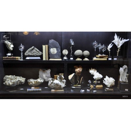 Pyrite dollar (USA) sur socle baroque laiton