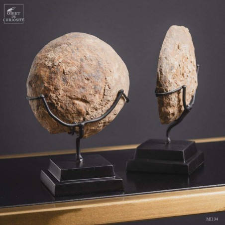 Pair of black and white Moroccan septaria