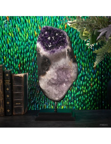 Amethyst geode (double) on black base