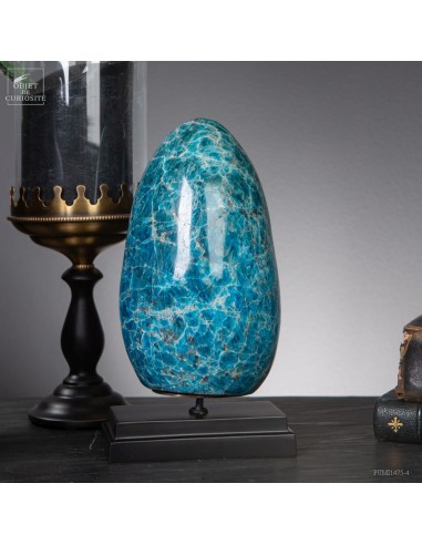 Blue Apatite from Madagascar on black...