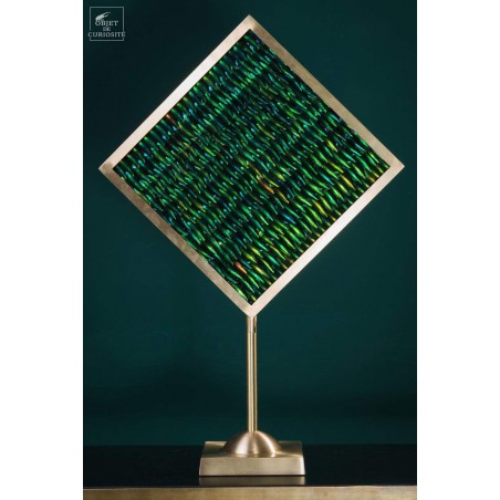 Elytra green beetle wings in square brass frame