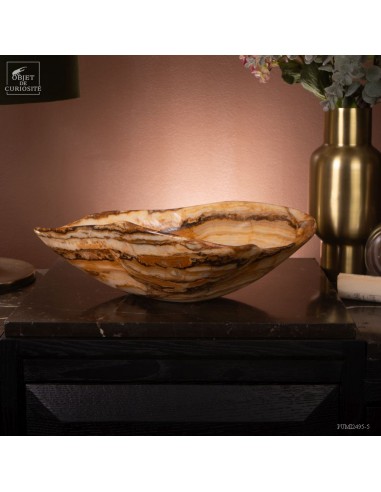 Plat en aragonite ambrée du Maroc...