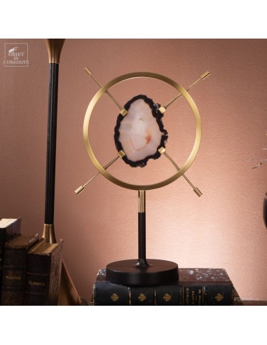 Agate slice in brass adjustable round...