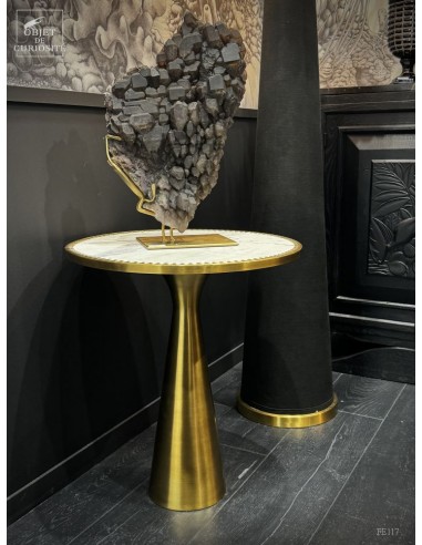 Guéridon avec marbre blanc festonné