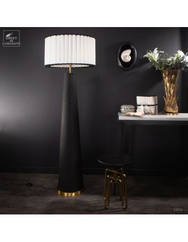 pleated black and white floor lamp