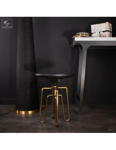 Paperclip stool, brass and black.